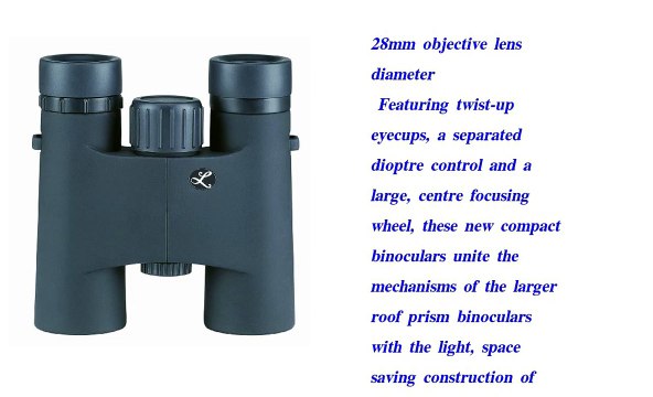 Luger LX 10x28 Compact Binocular Grey Black