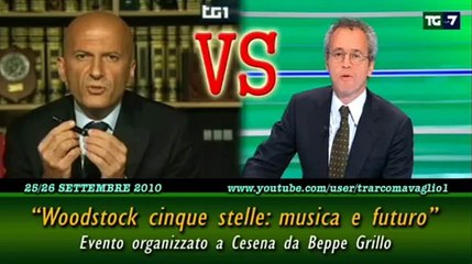 "Woodstock 5 stelle": Tg1 VS TgLa7, come hanno trattato la notizia (26set2010)
