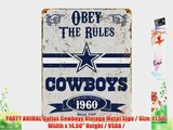 PARTY ANIMAL Dallas Cowboys Vintage Metal Sign / Size: 11.50 Width x 14.50 Height / VSDA /