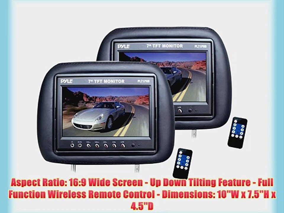 Pyle PL71PHB Headrest Pair with Built-In 7-Inch TFT-LCD Monitors (Black)
