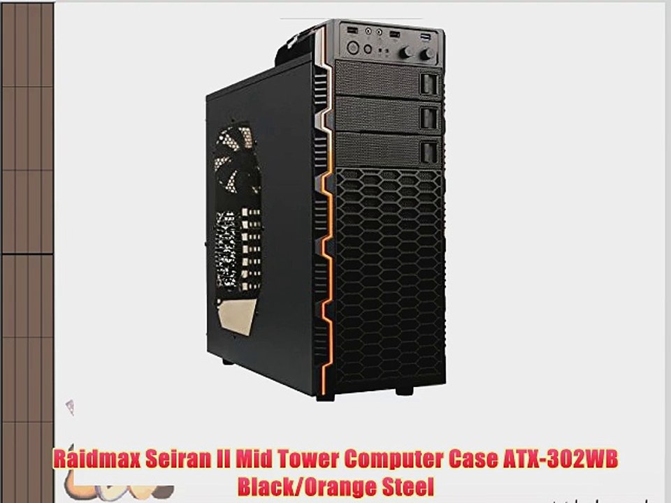 Raidmax Seiran II Mid Tower Computer Case ATX-302WB Black/Orange Steel