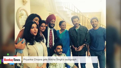 Priyanka Chopra Gets Milkha Singh's Autograph-rtrzg_z5fQ4