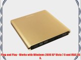 Pawtec Luxury Slim External USB 3.0 Aluminum 6X 3D Blu-Ray Combo Drive - Gold Edition