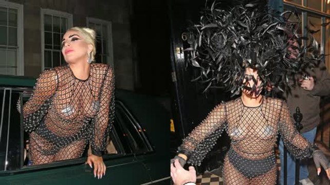 Nearly Naked Lady Gaga Covers Her Nipples in See-Through Dress