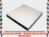 [ Silver Color ] Enclosure Slim External Laptop Notebook Rewriteable CD and 8X DVD   - RW Double