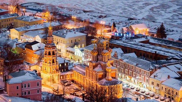 2015 год. Зимний Нижний Новгород с высоты. Фото