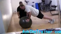 Stability Ball Push Ups - Home Chest Workout Core Exercises