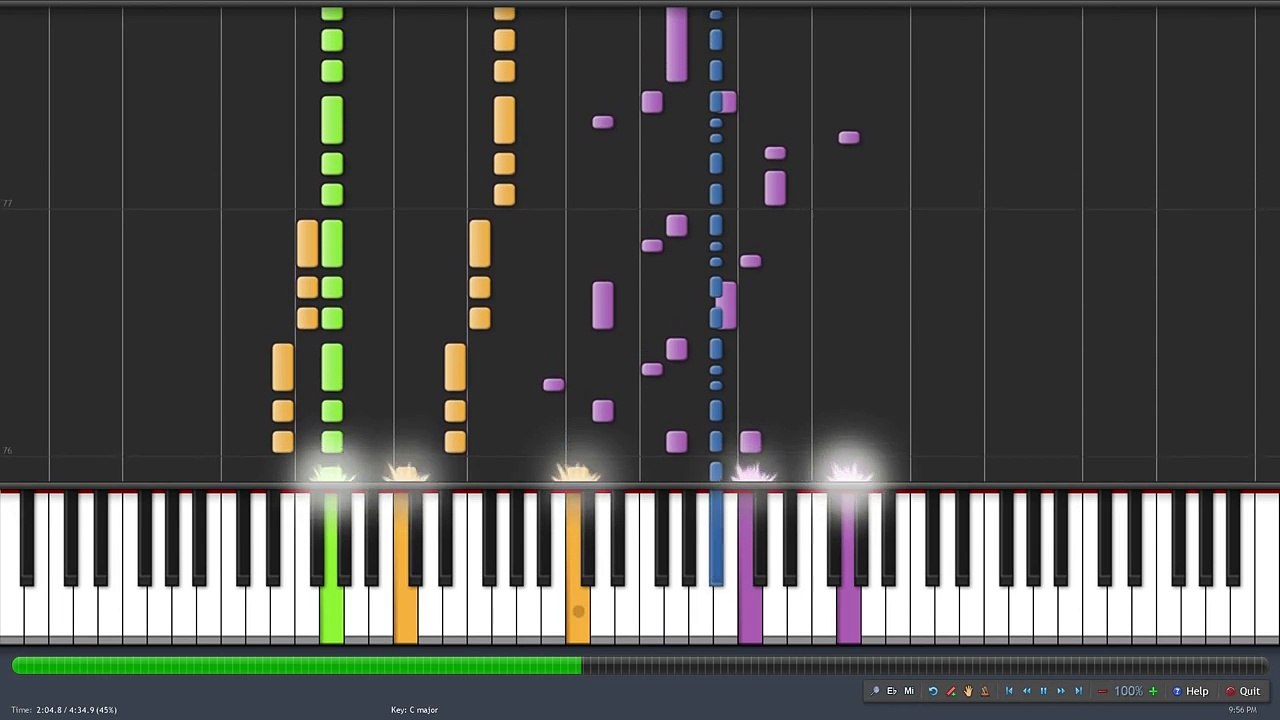 Geometry Dash - Waterflame - Time Machine Piano Version Synthesia