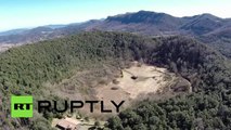 Drone Footage: Centuries-old church built in center of volcano's crater
