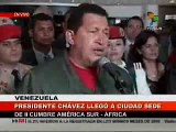 Presidente venezolano Hugo Chávez llega a la sede de a la II Cumbre América del Sur Africa