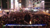 Hong Kong protest leaders agree to talks as numbers dwindle