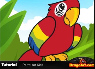 How to Draw a Parrot for Kids, Draw a Parrot, Step by Step