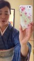 5月の着物コーディネート　露草色の上田紬に白地の名古屋帯　Kimono　Japanese Culture