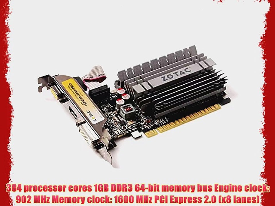 Zotac GeForce GT 730 Zone Edition 1GB DDR3 PCI Express 2.0 HDMI DVI VGA Graphics Card ZT-71114-20L