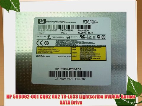 HP 599062-001 CQ62 G62 TS-L633 Lightscribe DVDRW Burner SATA Drive