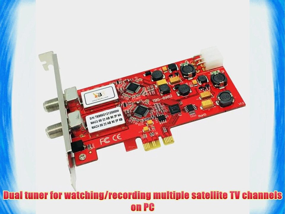 TBS6982 DVB S/S2 Dual Tuner Internal PCIe Satellite TV Card Digital High Definition TV Tuner