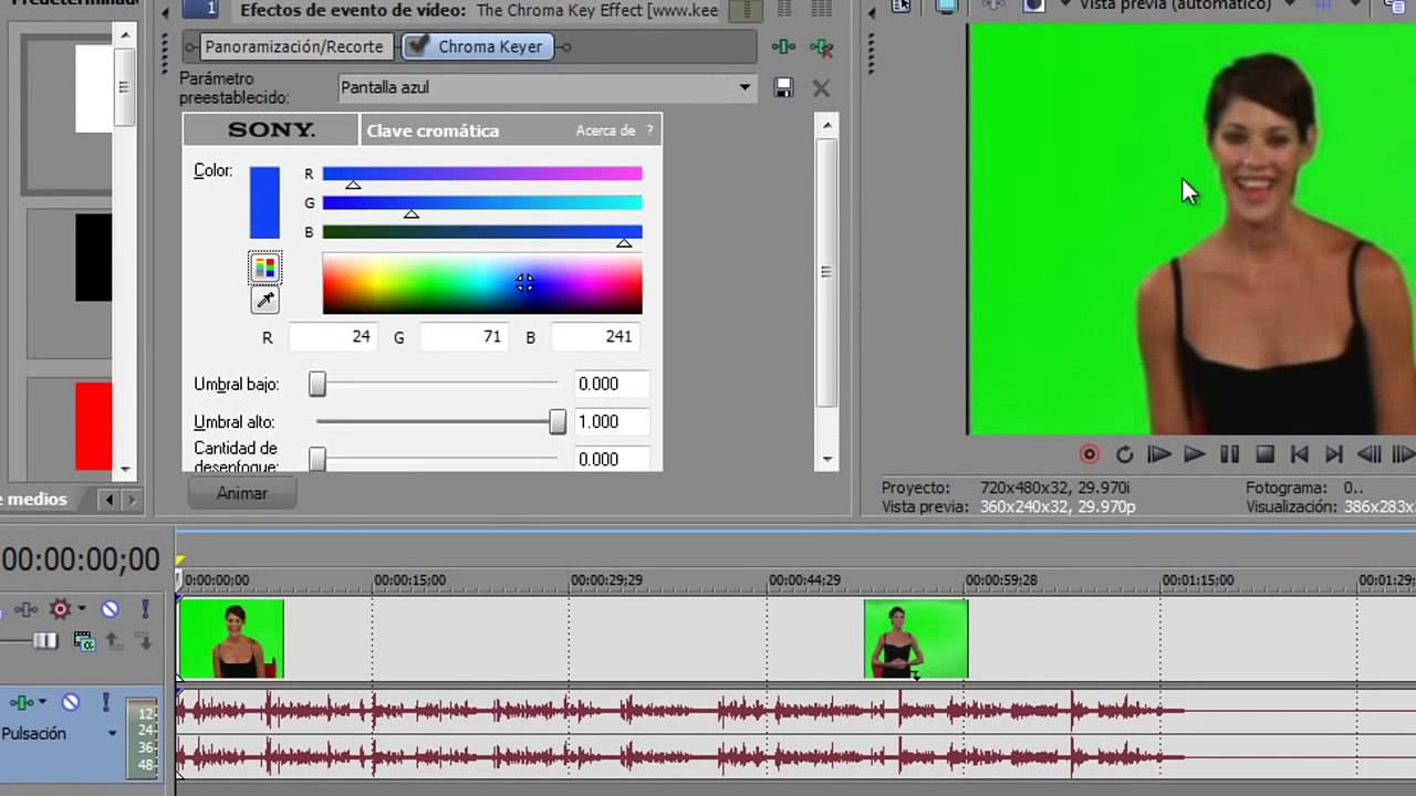 como hacer el efecto de pantalla verde "sony chroma key "en sony vegas pro 10 o 9