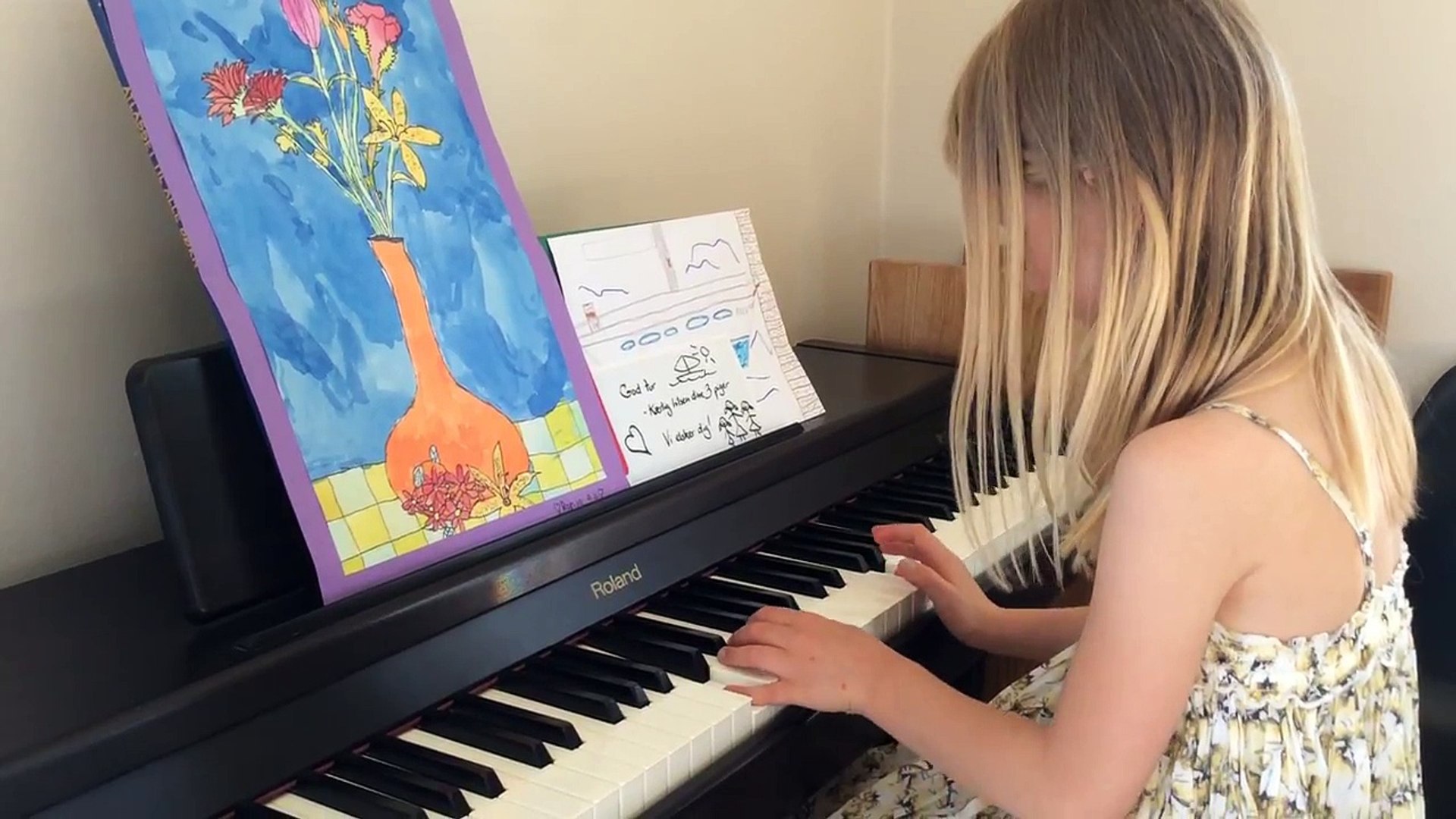 ⁣Frida playing French Children's Song from Suzuki Piano School