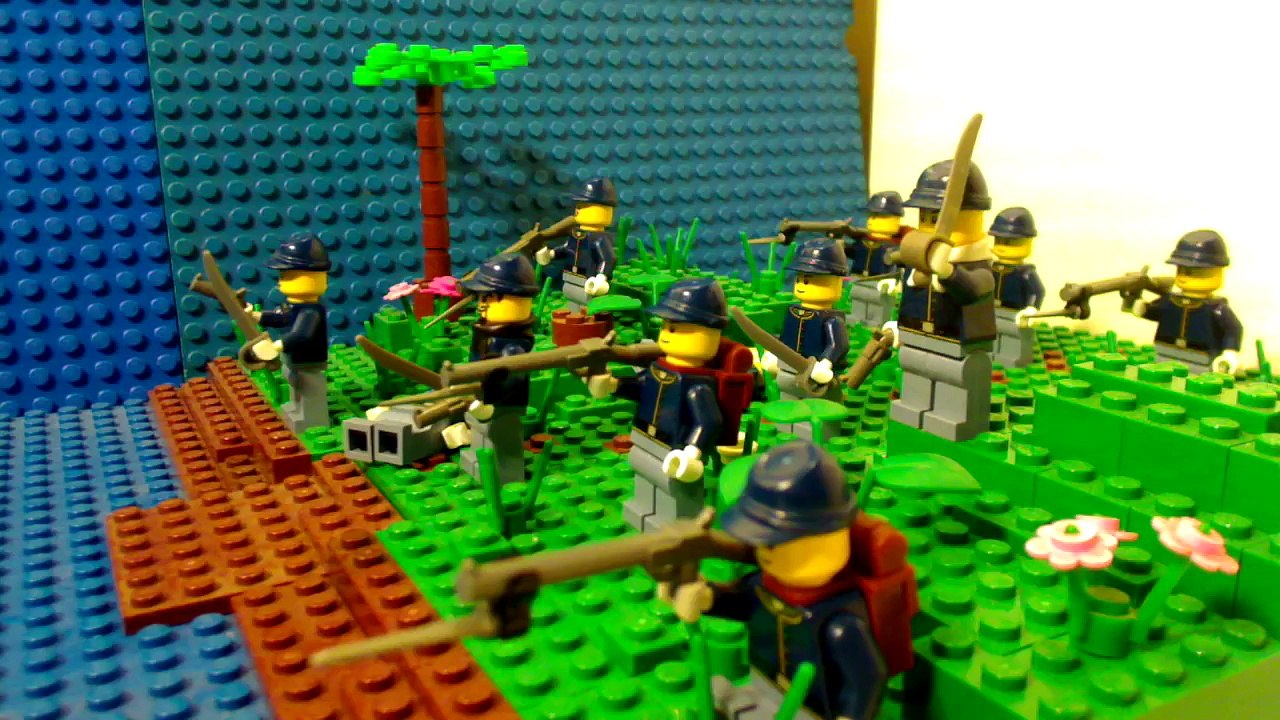 Lego battle American civil war in Virginia with soldiers figthing