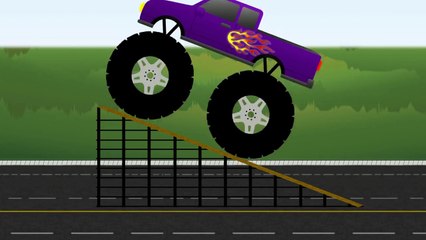 Monster Trucks Teaching Children Numbers Flying Off Ramps