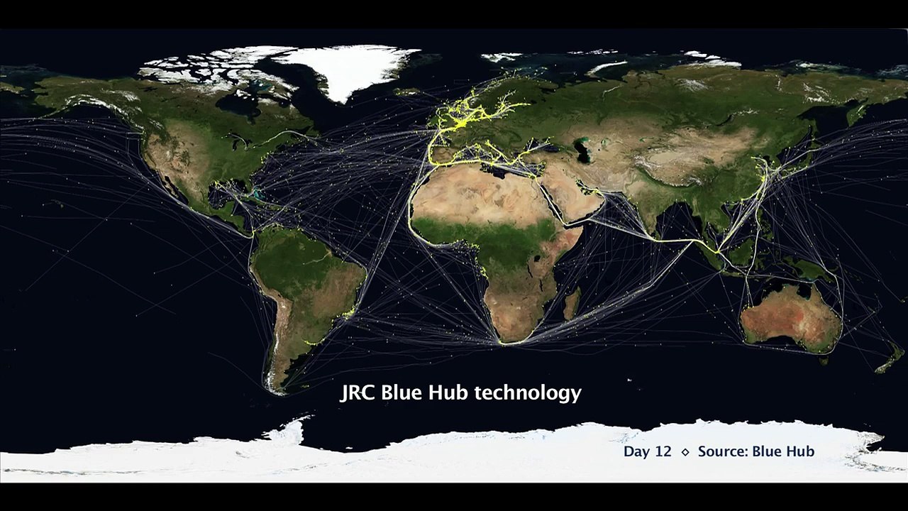 JRC reveals global traffic routes using LRIT ship tracking data