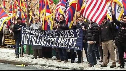 Free Tibet, Thousands in New York protest China's rule of Tibet, urge U.N. action