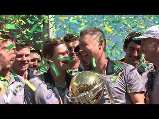 Australia celebrate winning the Cricket World Cup 2015 at Federation Square, Melbourne