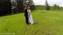 Un drone filme un moment magique avec des jeunes mariés