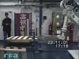RFA Kawasaki Robotpalletiser handling pallets FAT at RFA