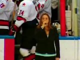 Hockey Bloopers - Girl Falls On Ice Singing National Anthem