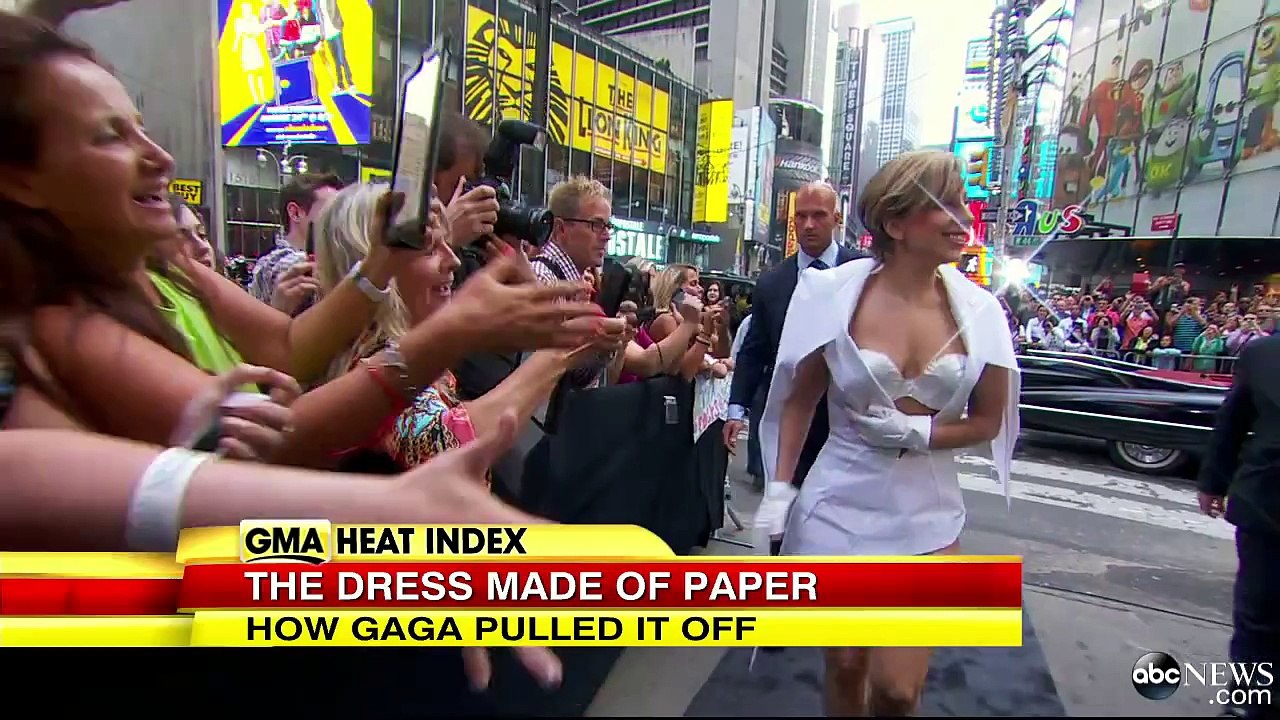 Lady Gaga  Stuns on 'GMA' With Paper Dress