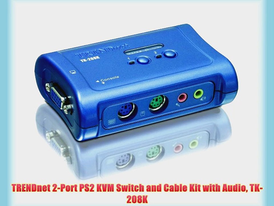 TRENDnet 2-Port PS2 KVM Switch and Cable Kit with Audio TK-208K