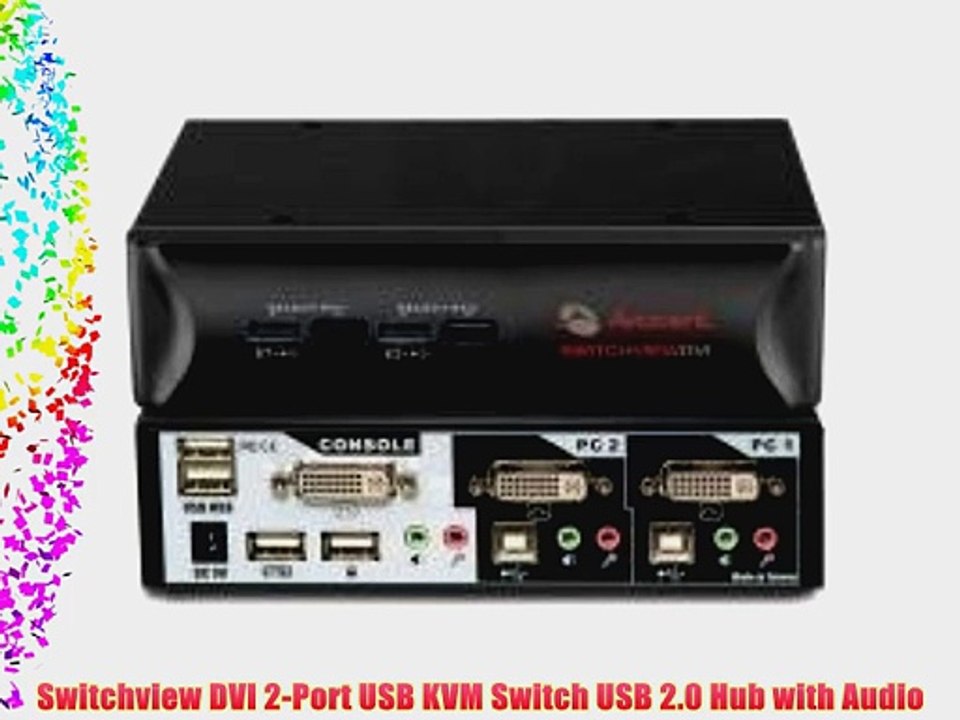 Switchview DVI 2-Port USB KVM Switch USB 2.0 Hub with Audio