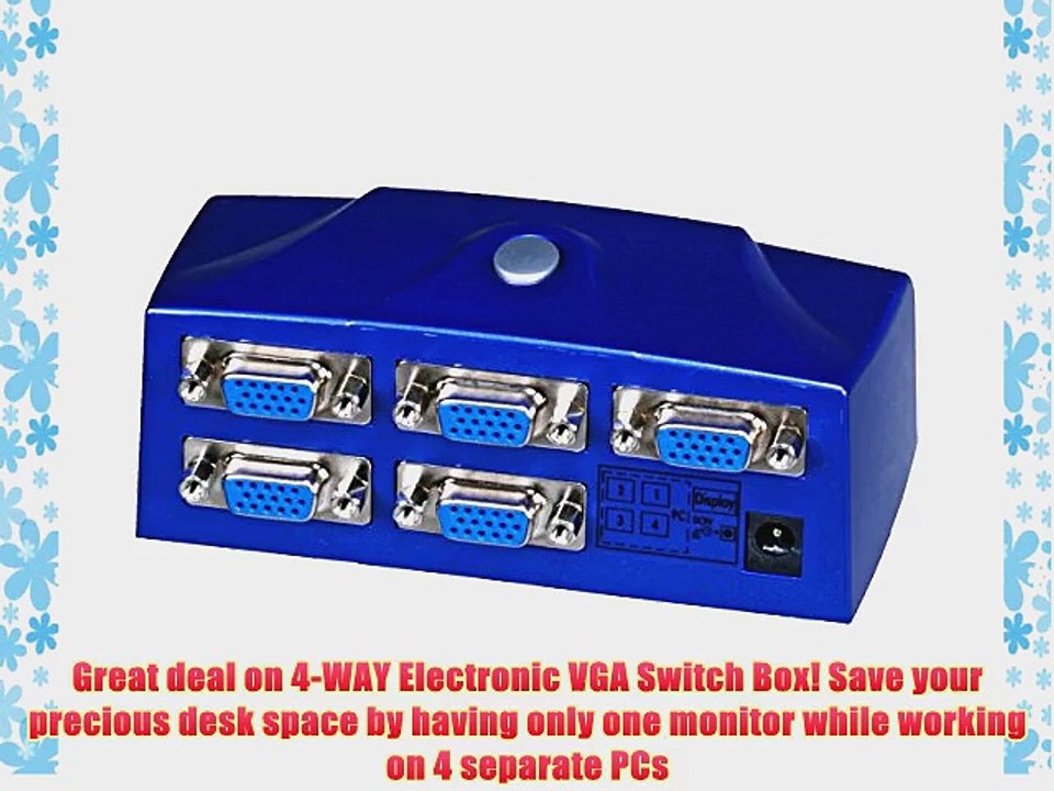 Monoprice Linxcel 4-Port SVGA VGA ELECTRONIC Monitor Switch