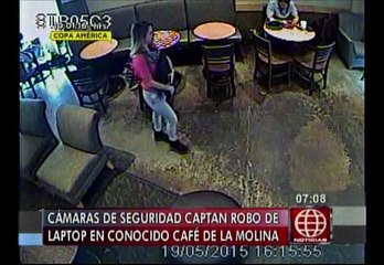 La Molina: Captan a ladrones de laptop en un conocido café