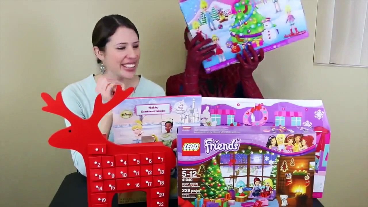 NEW SPIDERMAN COSTUME & Barbie Advent Calendar Day 21 SHOPKINS LEGOS Polly Pocket Disney Cartoon Toy