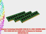 Kingston Technology ValueRAM 24GB Kit (3 x 8GB) 1600MHz DDR3 PC3-12800 ECC CL11 DIMM with TS