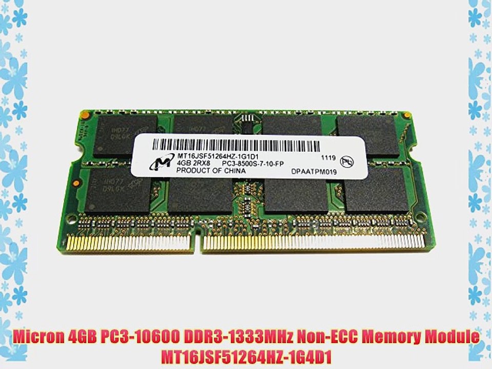 Micron 4gb Pc3 Ddr3 1333mhz Non Ecc Memory Module Mt16jsfhz 1g4d1 Video Dailymotion