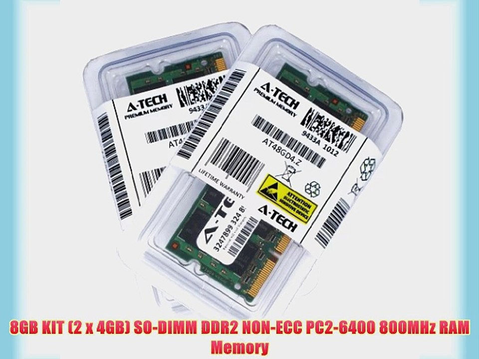 8GB KIT (2 x 4GB) For Dell Studio 1537 1555 (DDR2). SO-DIMM DDR2 NON-ECC PC2-6400 800MHz RAM