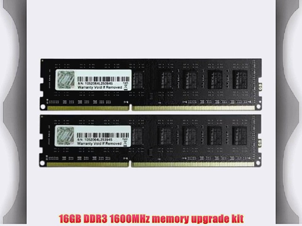 16GB G.Skill DDR3 PC3-12800 1600MHz CL11 NT Series Desktop dual channel memory kit (2x8GB)