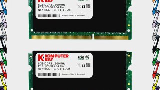 Komputerbay 16GB (2x 8GB) DDR3 PC3-12800 1600MHz SODIMM 204-Pin Laptop Memory with Black Heatspreaders