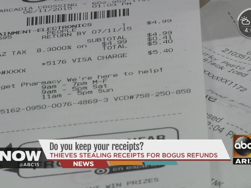 Thieves stealing receipts for bogus refunds