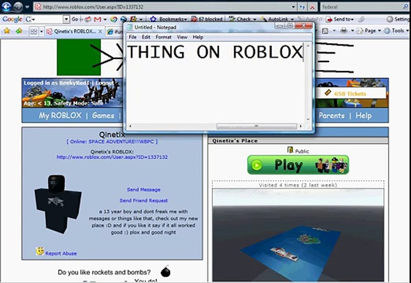 An awesome glitch on ROBLOX not a hack (outdated) - 