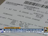 Thieves stealing receipts for bogus refunds