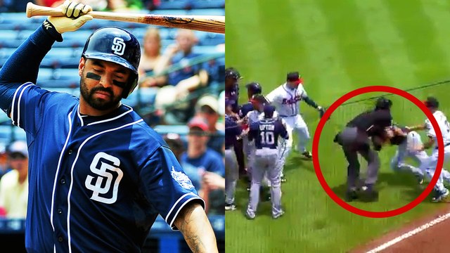 Matt Kemp Tackled By Umpire As Benches Clear Between Padres-Braves