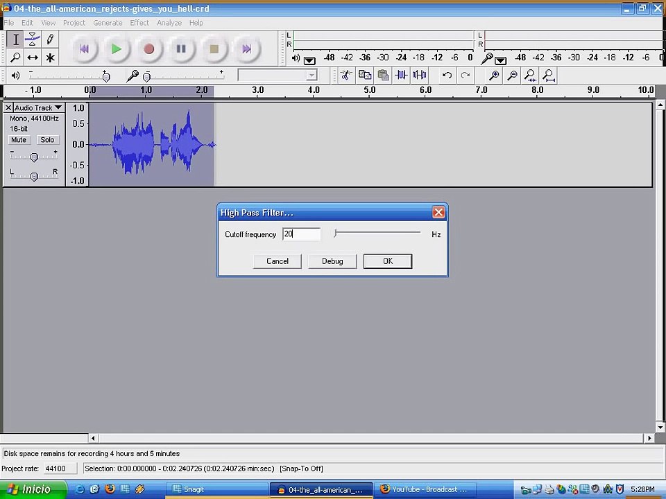 Audacity: Radio sound effect