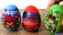 SURPRISE EGGS Angry Birds - Ben10 - Disney Pixar Cars Unboxing Huevos Sorpresa