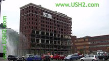 Building Implosion Demolition 1080p CLOSE UP VIDEO, Huge Dust Cloud