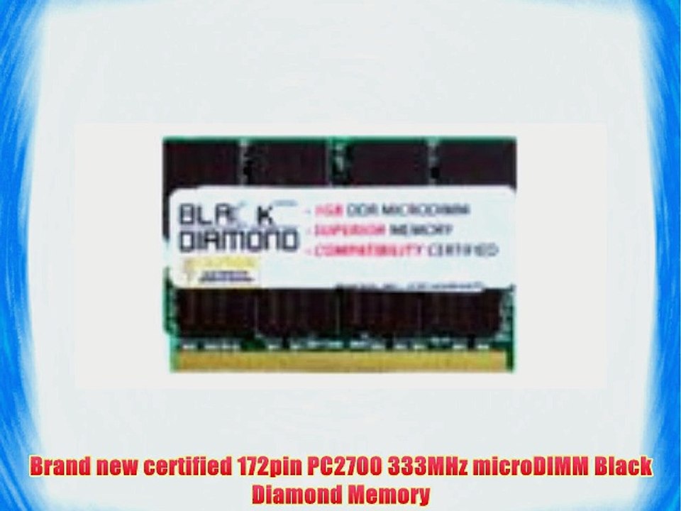 512MB Memory RAM for Sony VAIO VGN-T Series T140P/L 172pin PC2700 333MHz microDIMM Black Diamond