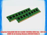 Kingston ValueRAM 8GB Kit (2x4GB) 1600MHz DDR3 Non - ECC CL11 DIMM SR x8 Desktop Memory KVR16N11S8K2/8